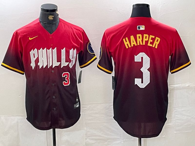Men Philadelphia Phillies #3 Harper Red City Edition Nike 2024 MLB Jersey style 2->philadelphia phillies->MLB Jersey